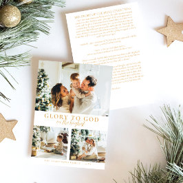 Modern Guld-minimalistisk Religiösa 3 Fotojul Julkort