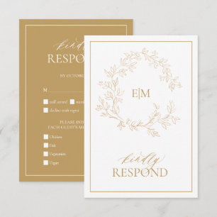 Modern Guld Monogram-Bröllop OSA kort
