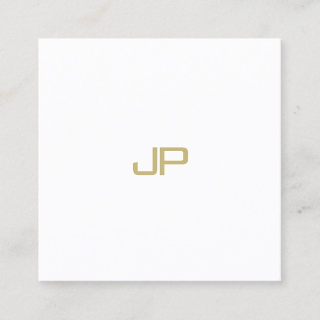Modern Guld Monogram Elegant Template Professionel Fyrkantigt Visitkort (Framsida)