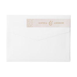 Modern guld-monogram för glitter ro bröllop etikettband