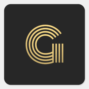 Modern Guld Monogram Fyrkantigt Klistermärke