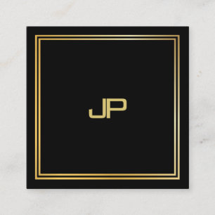 Modern Guld Monogram Luxuridisk Elegant mall Fyrkantigt Visitkort