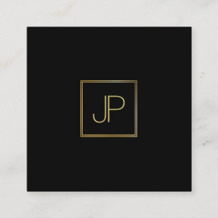 Modern Guld Monogram Luxurix-mall för Elegant Fyrkantigt Visitkort