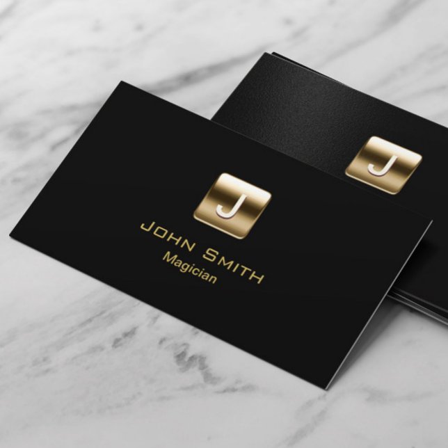 Modern Guld Monogram Magician Visitkort (Skapare uppladdad)