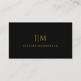 Modern Guld Monogram minimalistisk svart, svart Visitkort