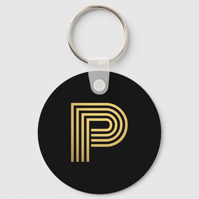 Modern Guld Monogram Nyckelring (Framsida)