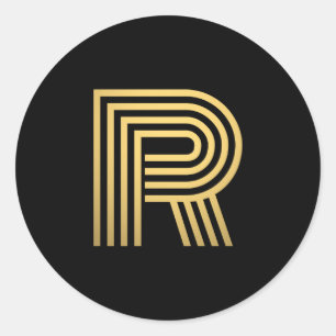 Modern Guld Monogram Runt Klistermärke