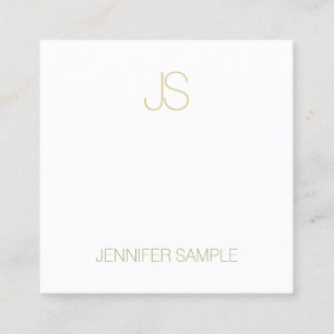 Modern Guld Monogram Smart Plain Fashionable Luxe Fyrkantigt Visitkort