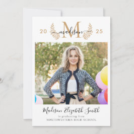 Modern Guld Monogram Student Photo Studenten Meddelande