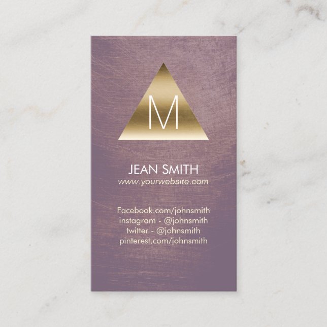 Modern Guld Monogram Triangle-Logotyp Visitkort (Framsida)