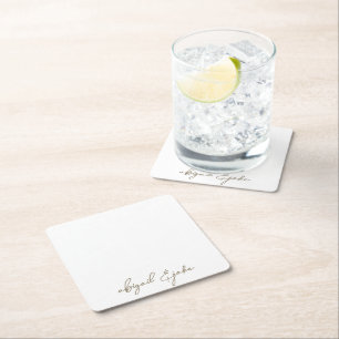 Modern Guld Namn Bröllop i Underlägg Papper Kvadrat