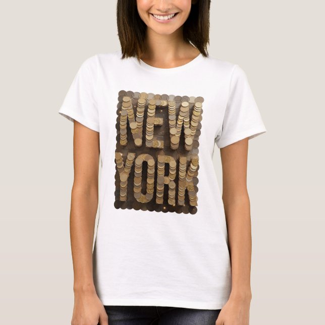 Modern Guld NEW YORK Design T Shirt (Framsida)