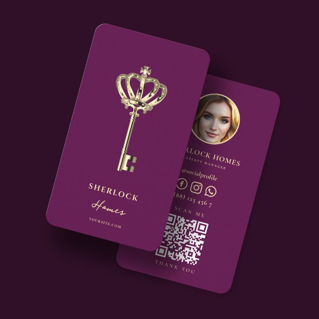 Modern Guld Nyckel Real Gods Agent QR-foto för i Visitkort (Skapare uppladdad)