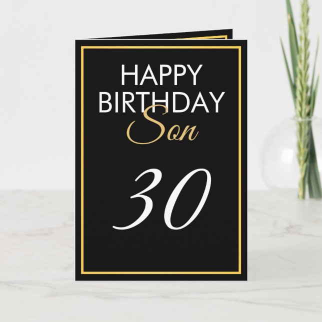 Modern Guld och Black Son 30års födelsedag Kort (Framsida)