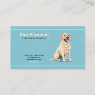 Modern Guld och Grönt Hund Illustration Veterinary Visitkort