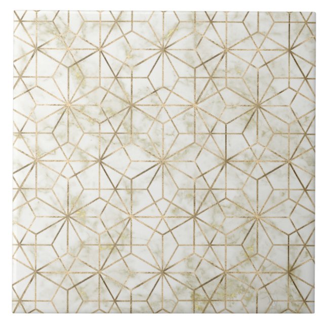 Modern guld och marble geometric star Blombild Kakelplatta (Framsidan)