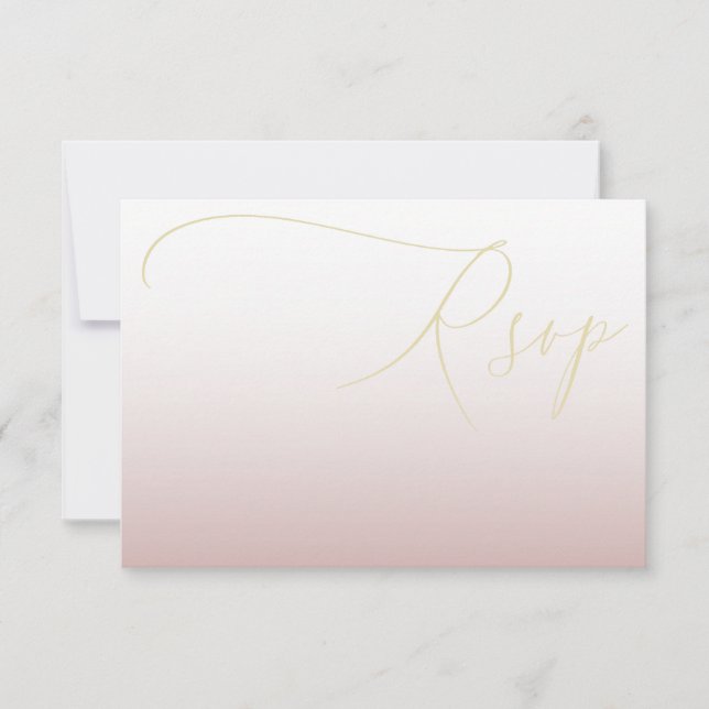 Modern guld- och rosa bröllops-RSVP OSA Kort (Framsida)