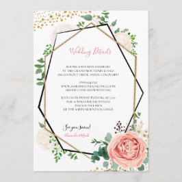 Modern Guld och Rosa Geometric Bröllop-kort Inbjudningar