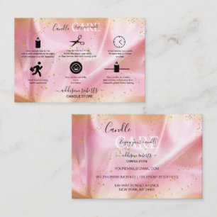 Modern Guld och Rosa Glitter Candle Care Visitkort