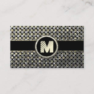 Modern guld- och silverMonogram Visitkort