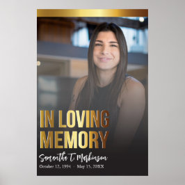 Modern Guld och svart fet foto-begravningsprogram Poster