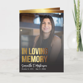 Modern Guld och svart fet foto-begravningsprogram Program