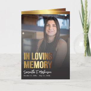 Modern Guld och svart fet foto-begravningsprogram Program