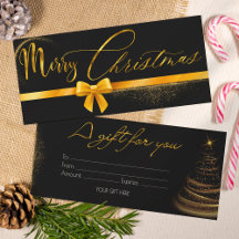 Modern guld och svart julklappskupong