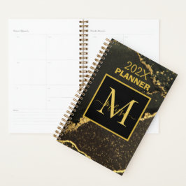 Modern Guld och svart marmorerat Monogram