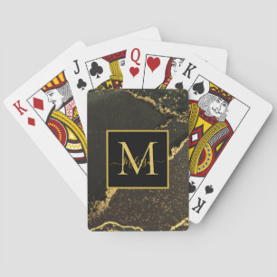 Modern Guld och svart marmorerat Monogram Casinokort