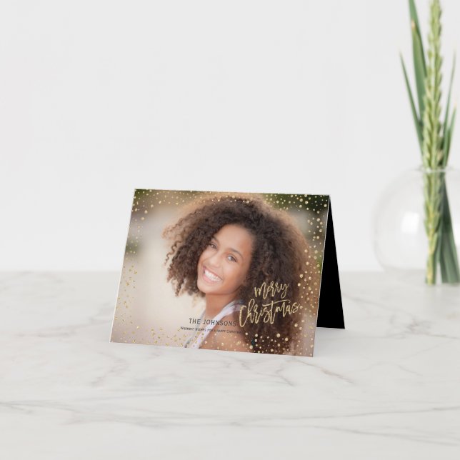 Modern Guld och svarta prickar i julklapp Helgkort (Framsida)