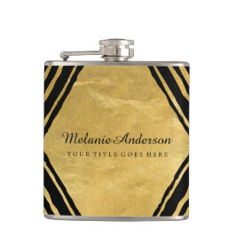 Modern guld och svartpersonligflaska fickplunta