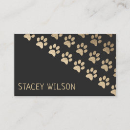 Modern Guld och Träkol Dog Walker | Pet Sitter Visitkort