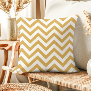 Modern guld- och vit-chevron kastkudde kudde
