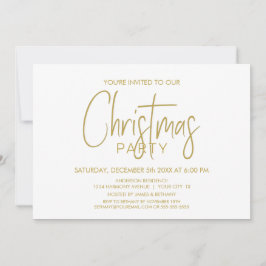Modern Guld och Vit jul Party Inbjudningar