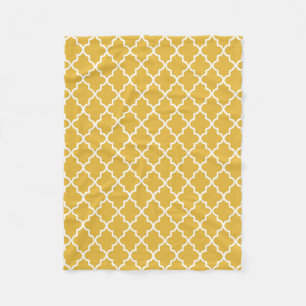 Modern Guld och Vita marockanska quatrefoil Fleecefilt