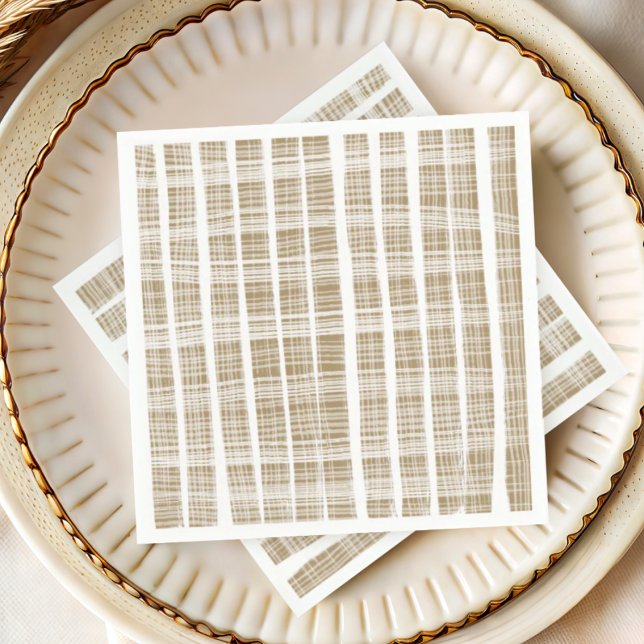 Modern Guld och Vita Rand Struktur Bröllop Pappersservett (Skapare uppladdad)