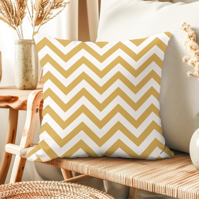 Modern Guld och White Chevron Dekorativ kudde (Skapare uppladdad)