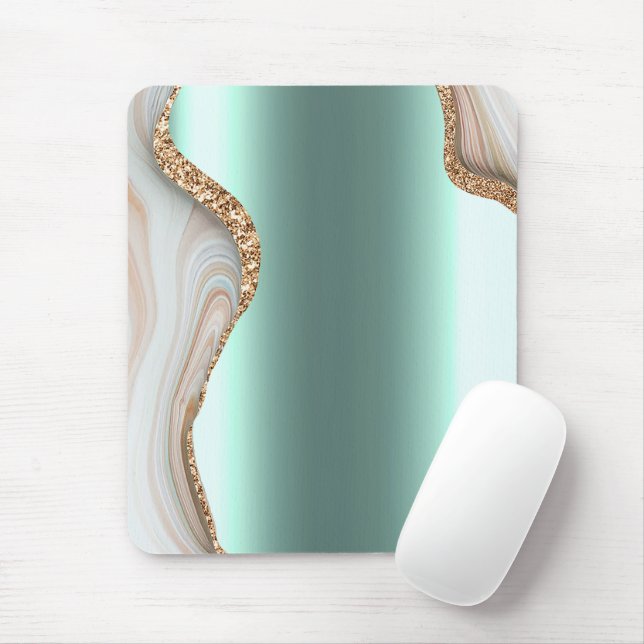 Modern Guld Ombre Marble Glam Metallic Foil Musmatta (Med mus)