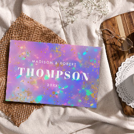 Modern Guld Opal Monogram Rosa Bröllop Gästböcker