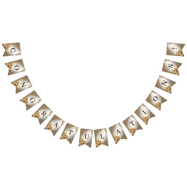 Modern Guld Ornate Blommigt Bunting Flagga (Alla)