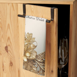 Modern Guld Ornate Blommigt Kitchen Towels Kökshandduk