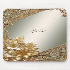 Modern Guld Ornate Blommigt Mousepad Musmatta