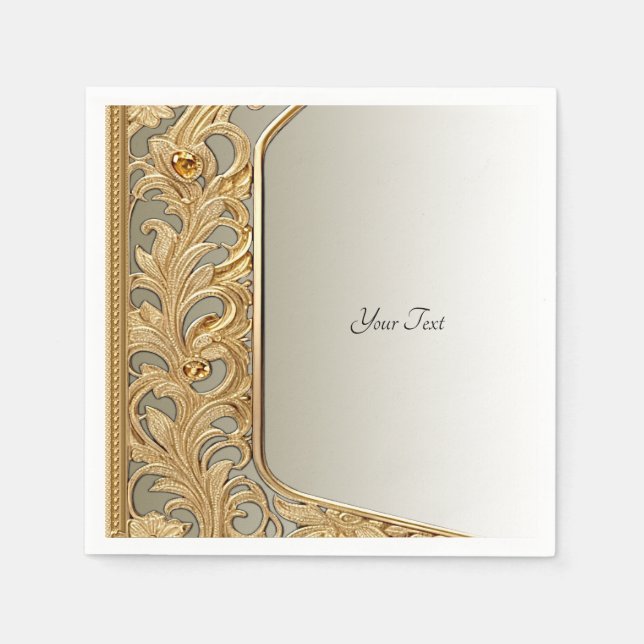 Modern Guld Ornate Napkins Pappersservett (Framsidan)
