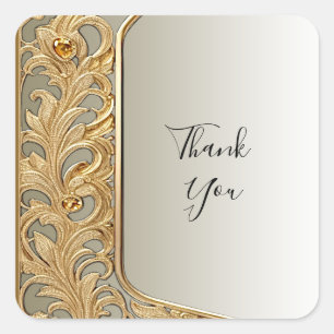 Modern Guld Ornate Sticker Fyrkantigt Klistermärke