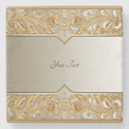 Modern Guld Ornate Stone Underlägg