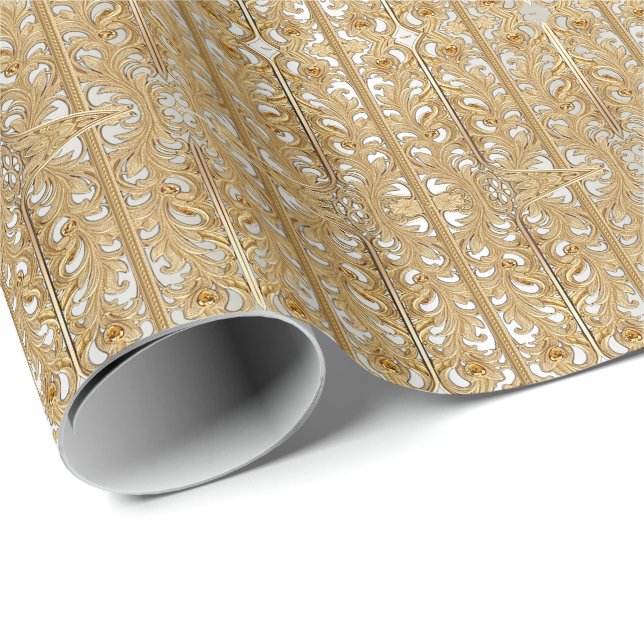 Modern Guld Ornate Wrapping Papper Presentpapper (Rullad Hörn)