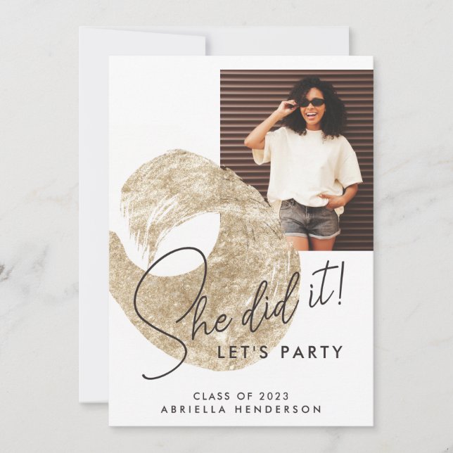 Modern Guld Paint Photo Studenten Inbjudningar (Framsida)