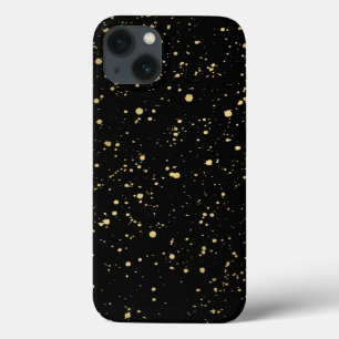 Modern Guld Paint Splatter Mönster på svart