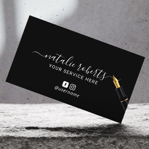 Modern Guld Pen Calligraphy Namnteckning Notary Visitkort